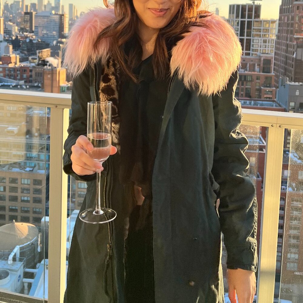Aspen Apres Ski $7,900 Mr & Mrs Italy Parka Rabbit and Raccoon Fur US4 Dustbag